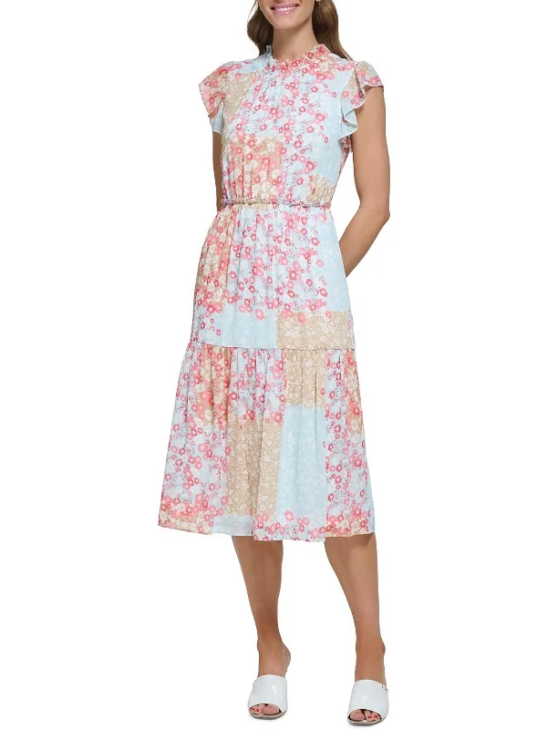 Wrap DressWomens Floral Tiered Midi Dress