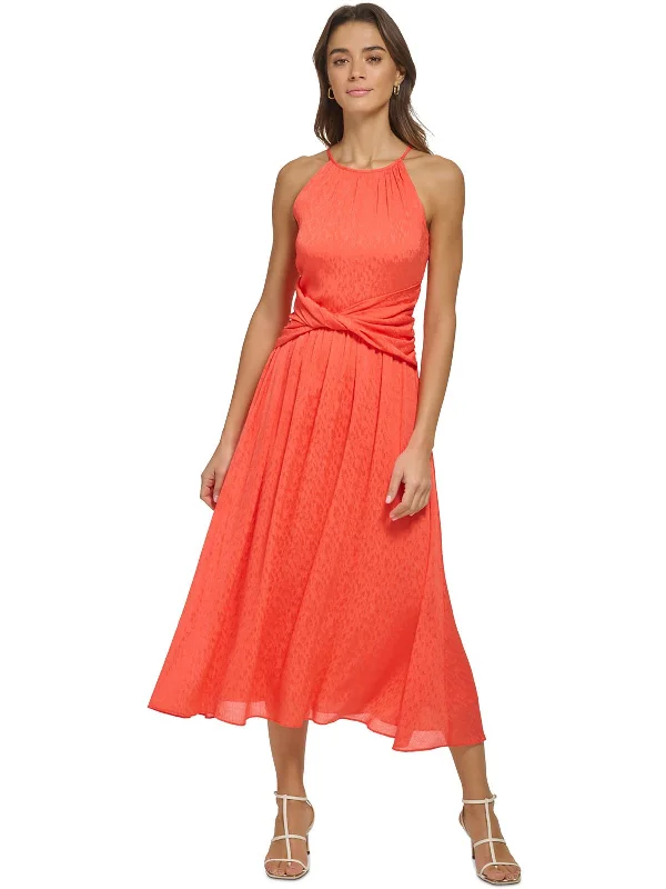 Minimalist DressWomens Halter Twist Waist Midi Dress