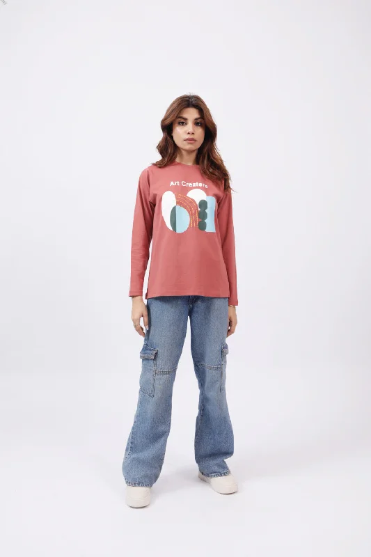 women's tops for evening soireesFULL-SLEEVE GRAPHIC TEE