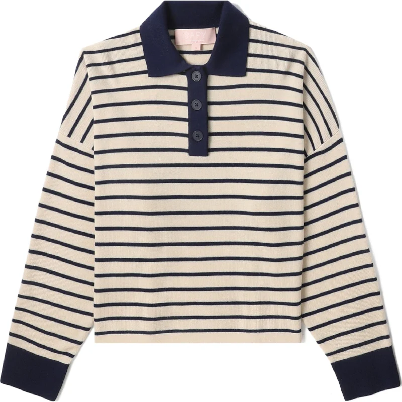 Quick-Dry SweatersBAPY STRIPES POLO SWEATER LADIES