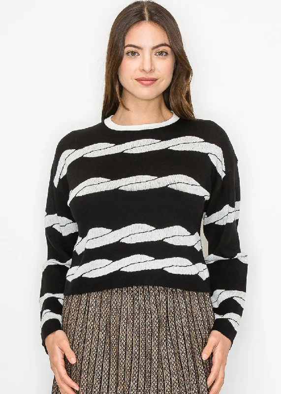 Funky SweatersBlack & White Swirl Sweater