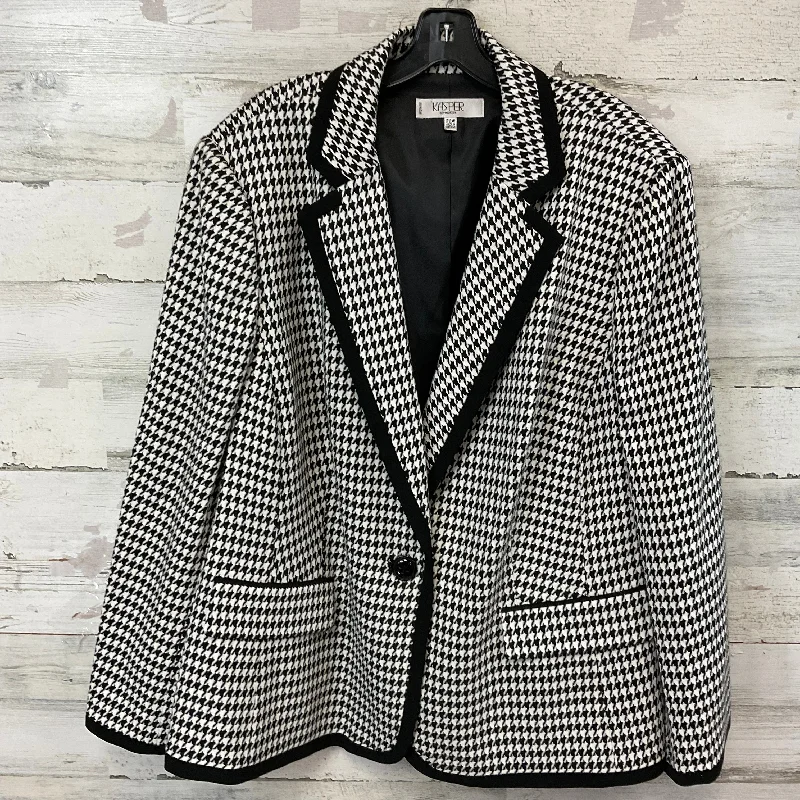 women's coats for cold weatherBlazer By Kasper In Black & White, Size: 3x