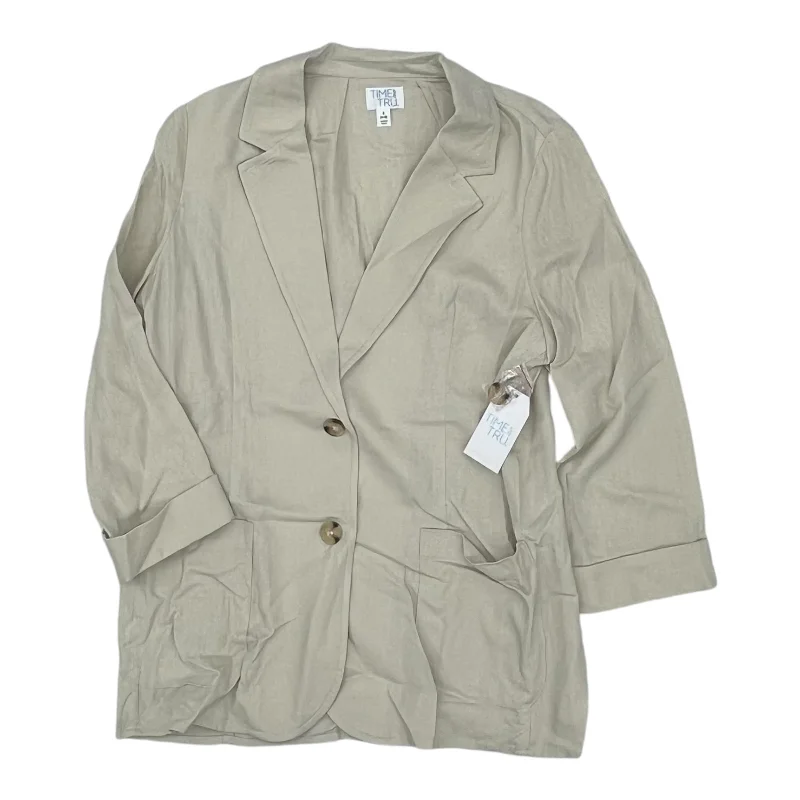 women's coats with floral printsBlazer By Time And Tru In Tan, Size:S