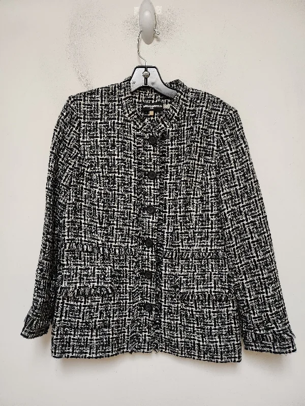 women's coats with zippersBlazer Designer By Karl Lagerfeld In Black & White, Size: M