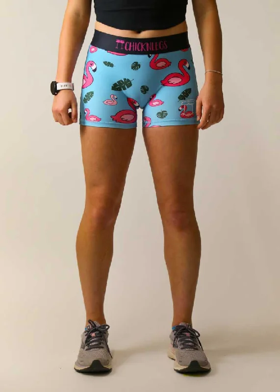 cozy women's tops for fall and winterWomen's Blue Flamingo 3" Compression Shorts