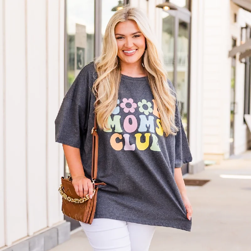 women's tops for picnics in the parkCool Mom Era Boyfriend Tee, Charcoal