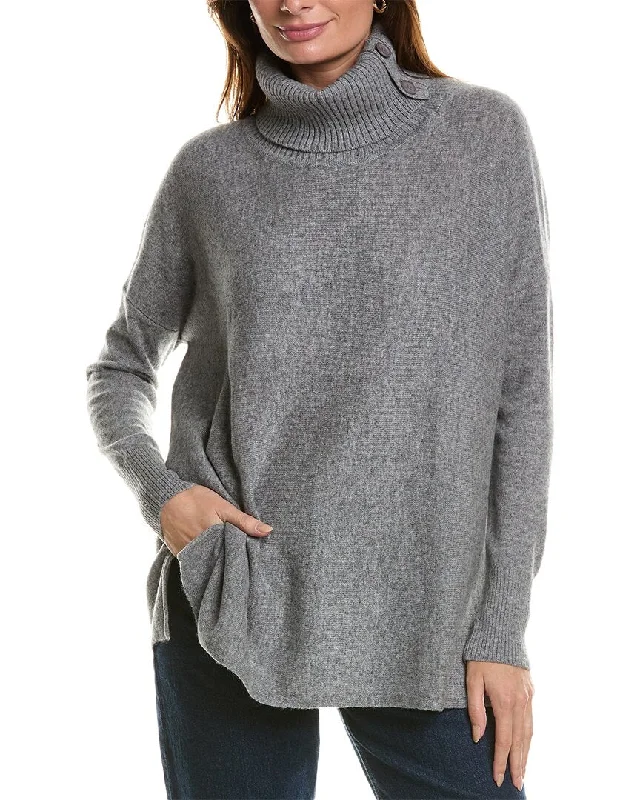 Patterned SweatersForte Cashmere Button Neck Oversized Cashmere Pullover