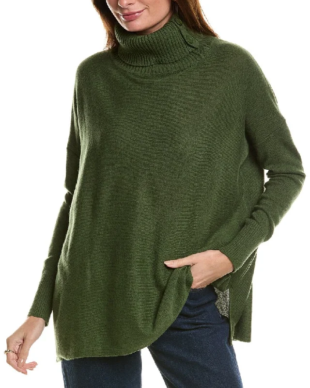 Turtle-Neck SweatersForte Cashmere Button Neck Oversized Cashmere Pullover