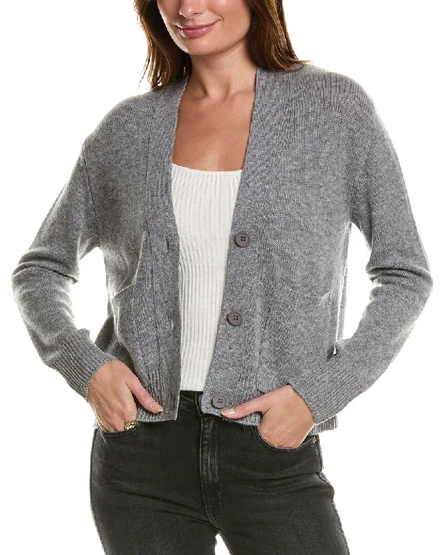 Fitted High-Quality Wool SweatersForte Cashmere Pocket V-Neck Wool & Cashmere-Blend Cardigan