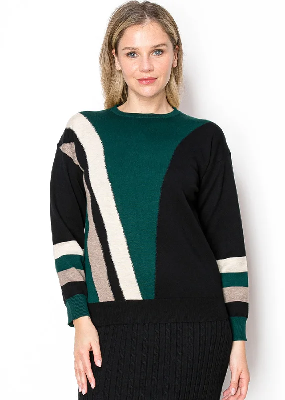 Knitted SweatersGeometric Green Knit Sweater