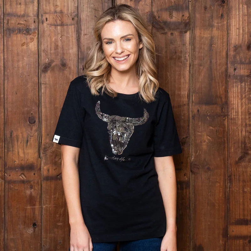 women's tops for summer festivalsGlitzy Skull Regular Crew Tee Mamba