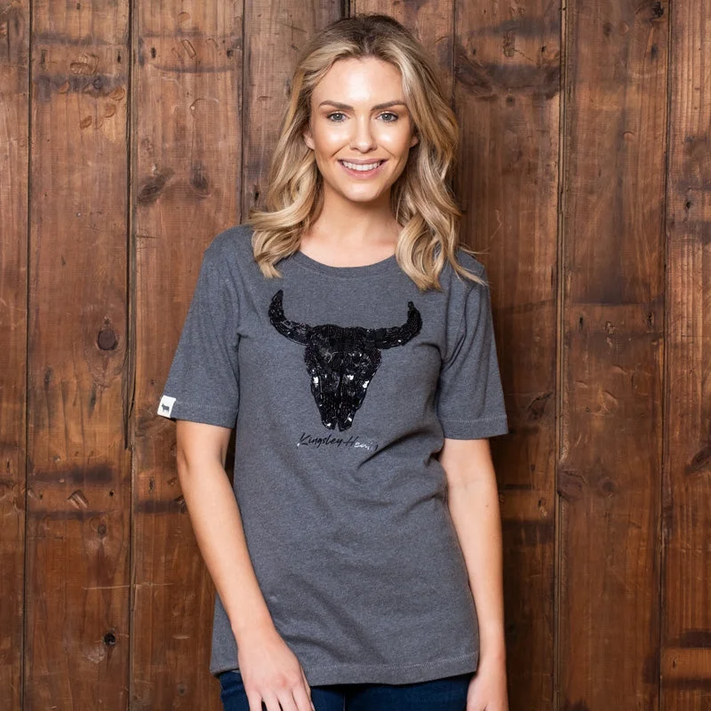 women's tops with asymmetrical designsGlitzy Skull Regular Crew Tee Jackal