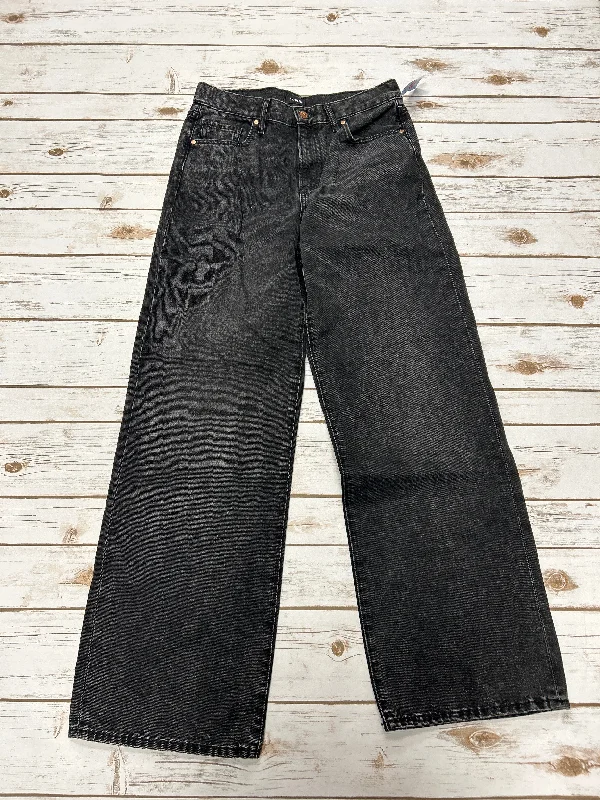 women's denim jeans with frayed edgesJeans Wide Leg By Express In Black Denim, Size: 6