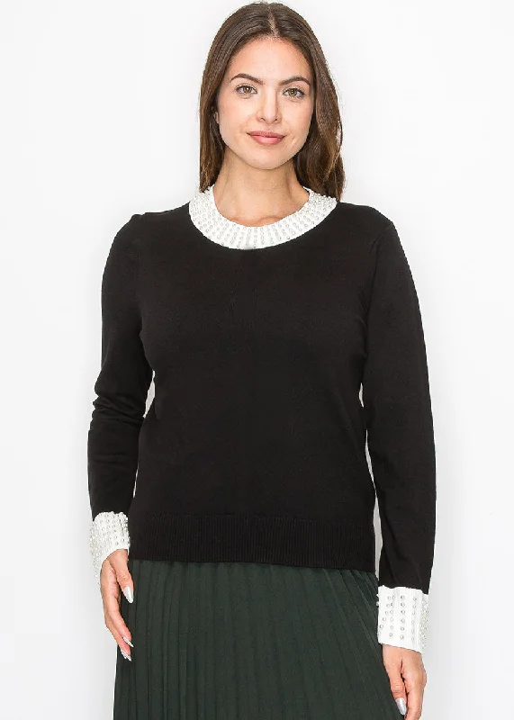 Wholesale Affordable Women's SweatersPearl Accent Knit Sweater