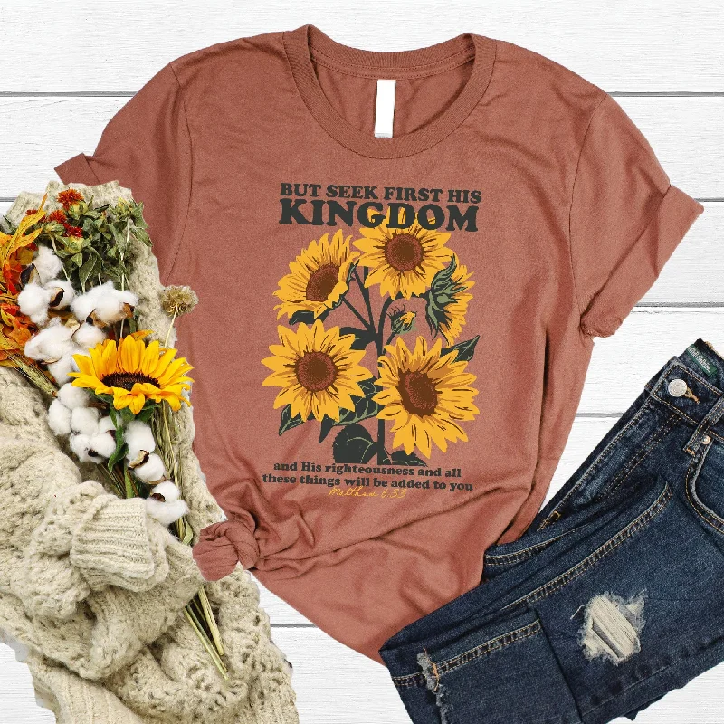 women's tops for those who want to add a personal touch to their wardrobe with unique and one-of-a-kind piecesSeek First His Kingdom Tee