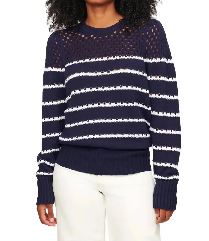 Quick-Dry Soft Knitted SweatersSkylar Multi Stripe Crew Sweater In Midnight