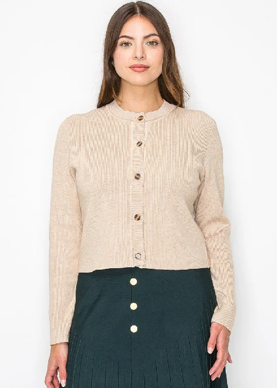 Stylish Trendy Pullover SweatersSoft Oatmeal Ribbed Cardigan