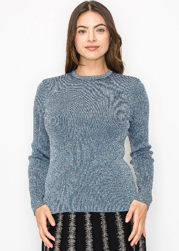 Crewneck Fair Isle SweatersSubtle Sparkle Blue Sweater