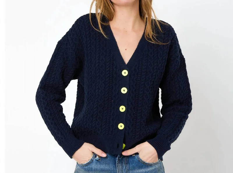 High-Neck SweatersSuzanne Just Add Love Cardigan In Indigo