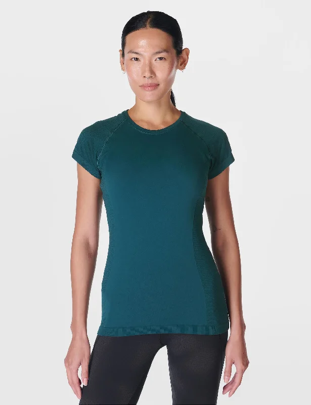 women's tops for those who want to add a touch of sophistication to their casual attireAthlete Seamless Gym T-Shirt - Deep Green