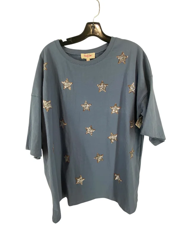 women's tops for those who want to stay on top of the latest fashion trends and wear pieces that are both stylish and on-trendTop Short Sleeve By Peach Love Cream California In Blue, Size: S