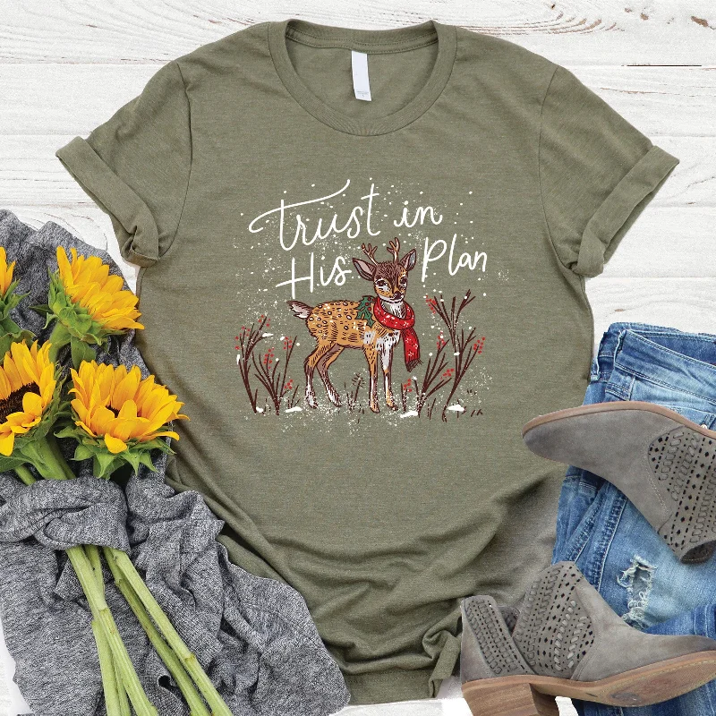 three-quarter sleeve women's topsTrust in His Plan Tee