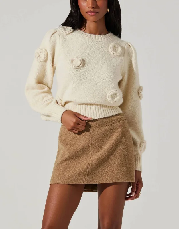 Oversized Patterned Cashmere SweatersWilessa Sweater In Cream